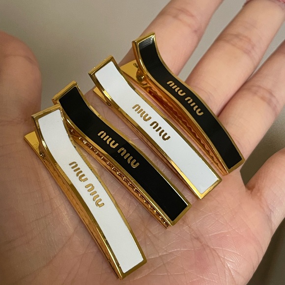 Miu Miu Accessories - Miu Miu Gold, Black, and White Hair Clips
